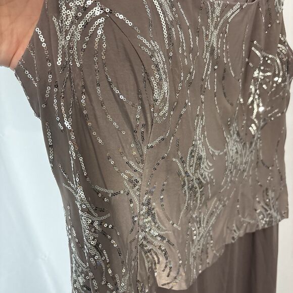 Alex Evenings Sequined A-Line Jacket Pewter Frost Size 16 Mother Of The Bride - Picture 12 of 14